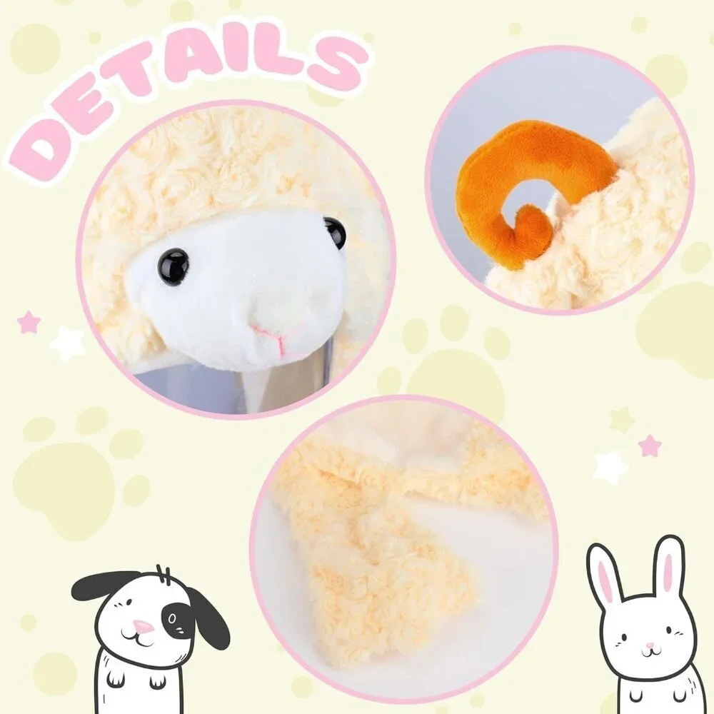 Kids Lamb Animal Hat with Ears Moving Jumping Pop Up Beating Plush Holiday